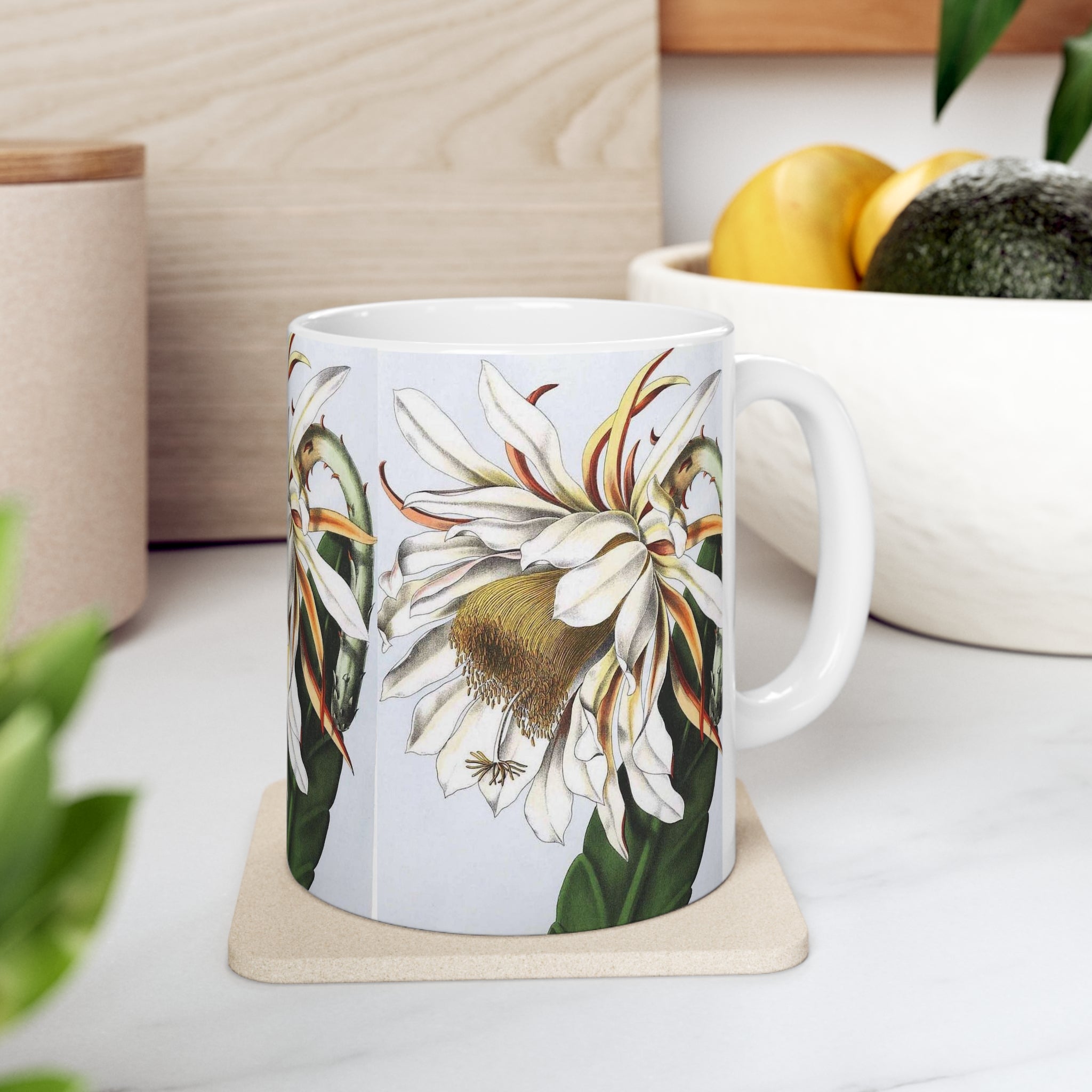 Vintage Flower Botanical [Epiphyllum-Thomasianum] Print Ceramic Mug 11oz